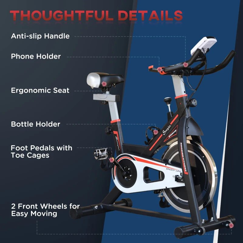 Soozier Upright Stationary Exercise Bike, Cardio Workout Training Bicycle w/ Adjustable Resistance LCD Monitor, Black