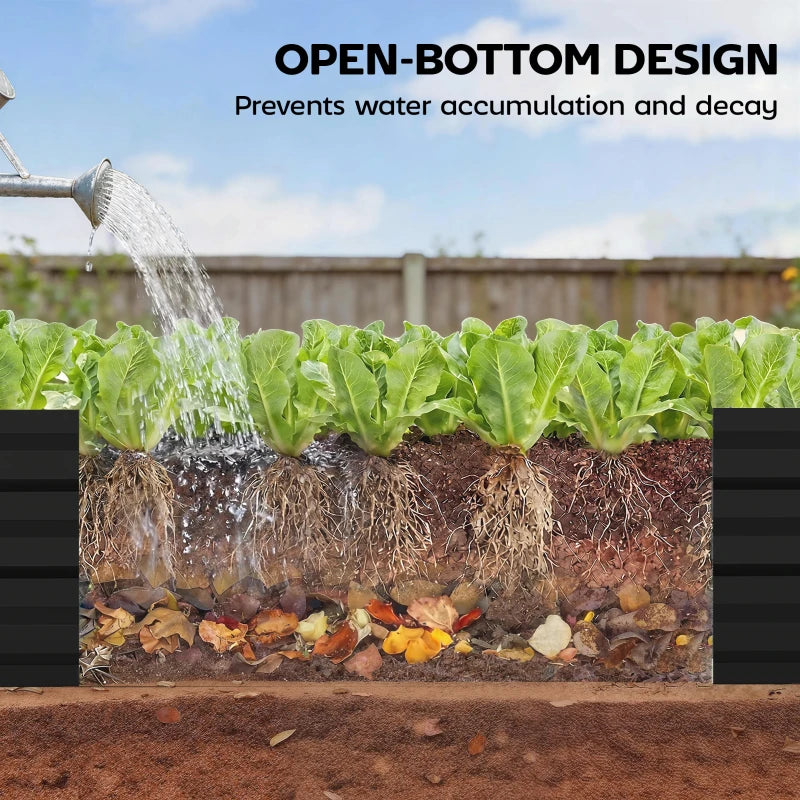 8'x2'x1' Galvanized Raised Bed, Large Elevated Planter Box for Growing Flowers, Herbs and Vegetables, Black