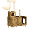 Litter Box Enclosure with Cat Tree Tower, Hidden Cat Washroom Furniture with Condo, Scratching Posts, Large Platform, Hammock and Soft Cushion, Rustic Brown