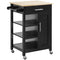 HOMCOM Black Rolling Kitchen Cart: Mobile Island with Storage Drawer & Open Shelf for Dining Room Versatility