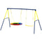 Qaba Kids Swing Set with Double Swings, Outdoor Playset with Adjustable Ropes, Metal Frame for Ages 3-8, 150 Capacity