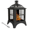 Wood-Burning Fire Pit, Chimney Style Firepit with Poker, 28