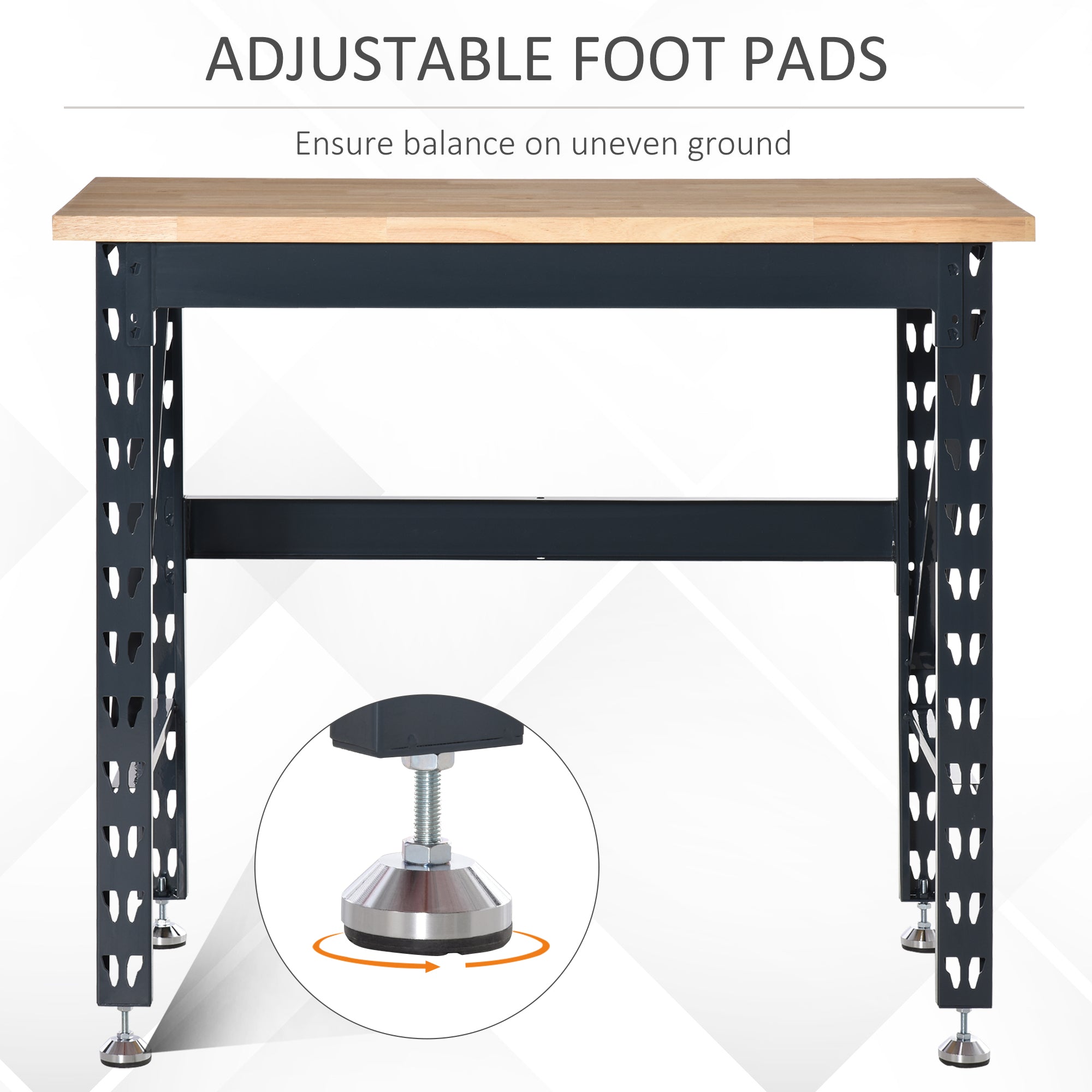 HOMCOM Solid Craftsmanship: 45" Solid Wood Workbench, Adjustable Foot Pads, 1100 Lbs Capacity for Robust Workshop Performance 