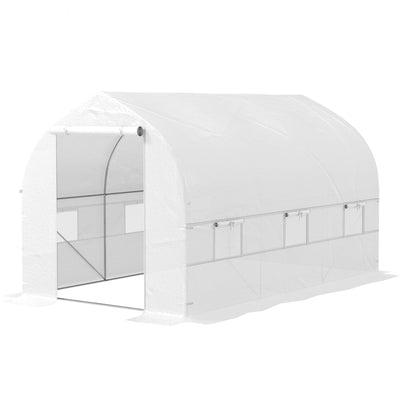 Outsunny 11.5' x 6.6' x 6.6' Portable Walk-In Tunnel Greenhouse Garden Warm House - White 