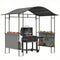 8' x 5' Grill Gazebo Canopy, Outdoor BBQ Shelter with 2 Side Shelves, Dark Grey