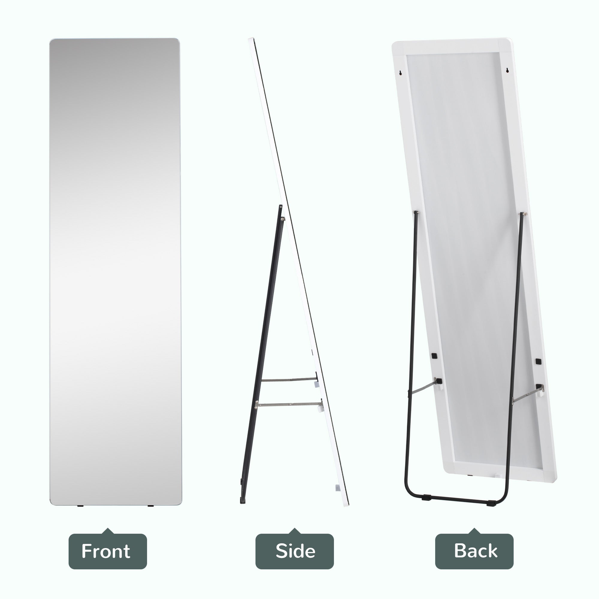 HOMCOM Silvery Silhouette: Full-Length Aluminum Alloy Framed Hanging or Leaning Mirror for Bedroom and Living Room Decor 