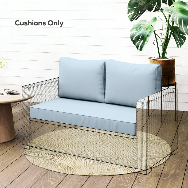 Outdoor Seat Cushions with Backrest, Loveseat Double Sofa Outdoor Furniture Cushions, Light Blue