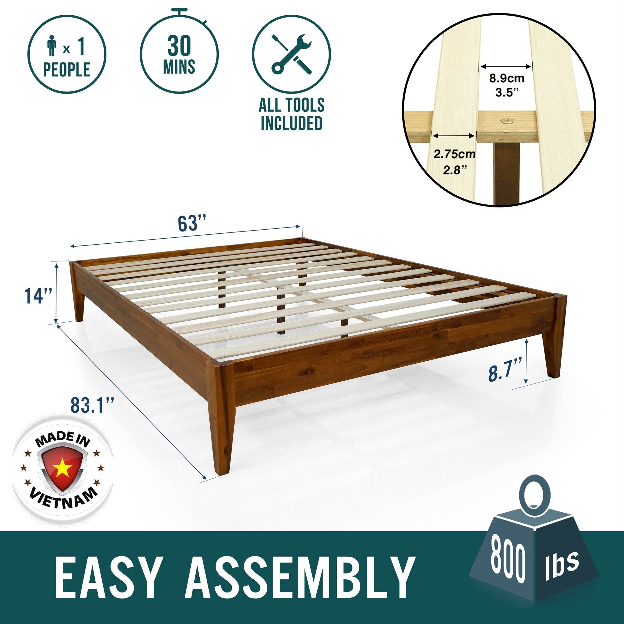 Mervyn Solid Wood Platform Bed 