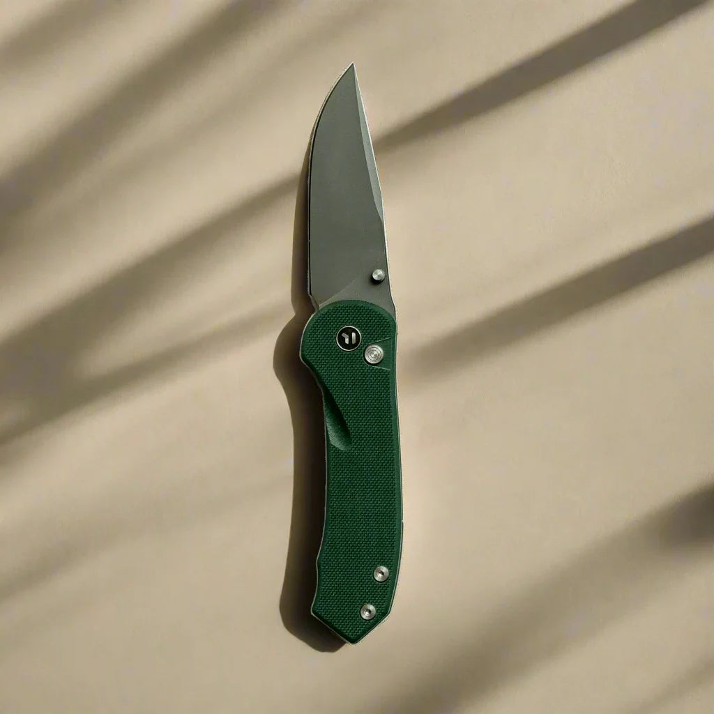 Quick Clip Folding Knife - 14C28N Steel, Military Green G10 