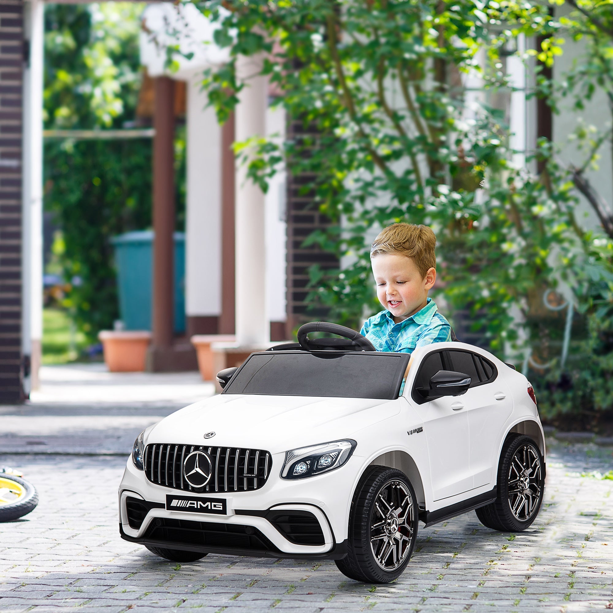Aosom Licensed 12V Kids Electric Ride-On Car Toy with Remote Control Suspension Wheel Perfect Gift White 