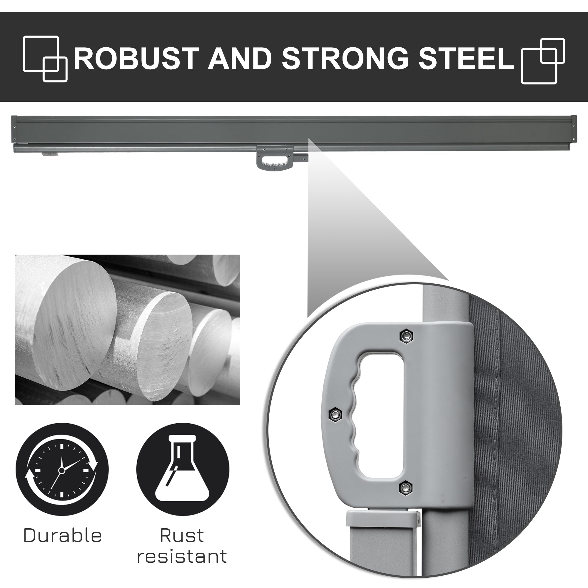 Outsunny Retractable Sidescreen: 118" x 71" UV Wind Resistant Outdoor Privacy Panel for Folding Patio, Grey 