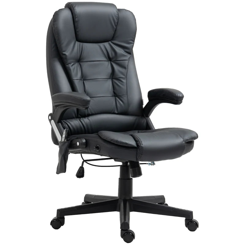 Executive Massage Chairs Heated High Back Reclining Office Chair Swivel Leather Adjustable Vibrating Furniture Black