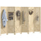 Wooden Room Divider with Pegboard Display, 6 Panel Folding Privacy Screen for Home Office, Natural Wood