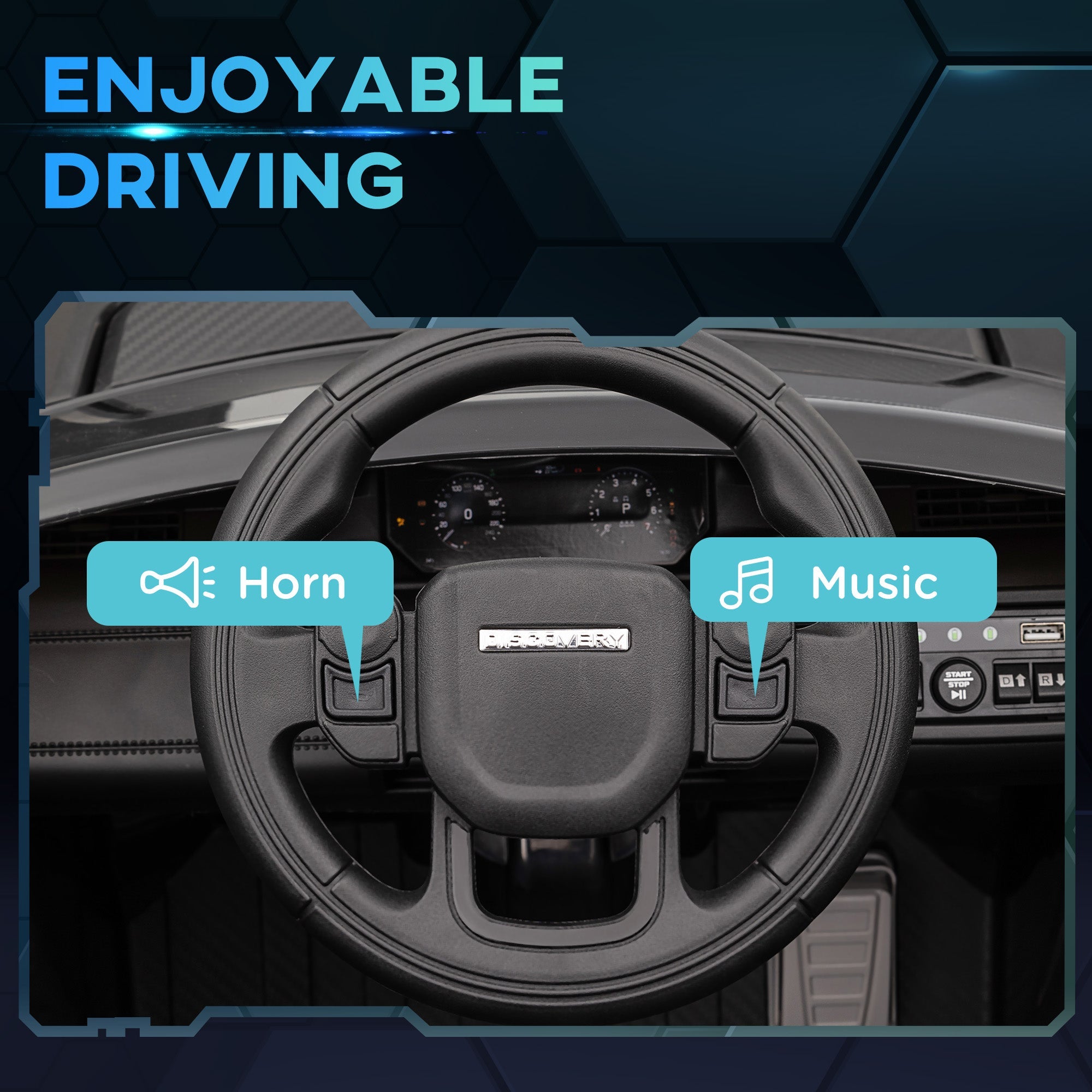 Qaba Land Rover Discovery Sport Licensed 12V Ride on Car w/ Remote, Soft Start, LED Lights, Music Horn, Black 