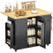 Kitchen Island Cart, Rolling Kitchen Island Table with Drop Leaf, Drawer, Spice and Towel Rack, Black