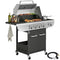 Outsunny 4 Burner Propane Gas Grill with Side Burner, 53,000 BTU BBQ Grill with Cast Iron Grates, Wheels, Warming Rack, Cabinet