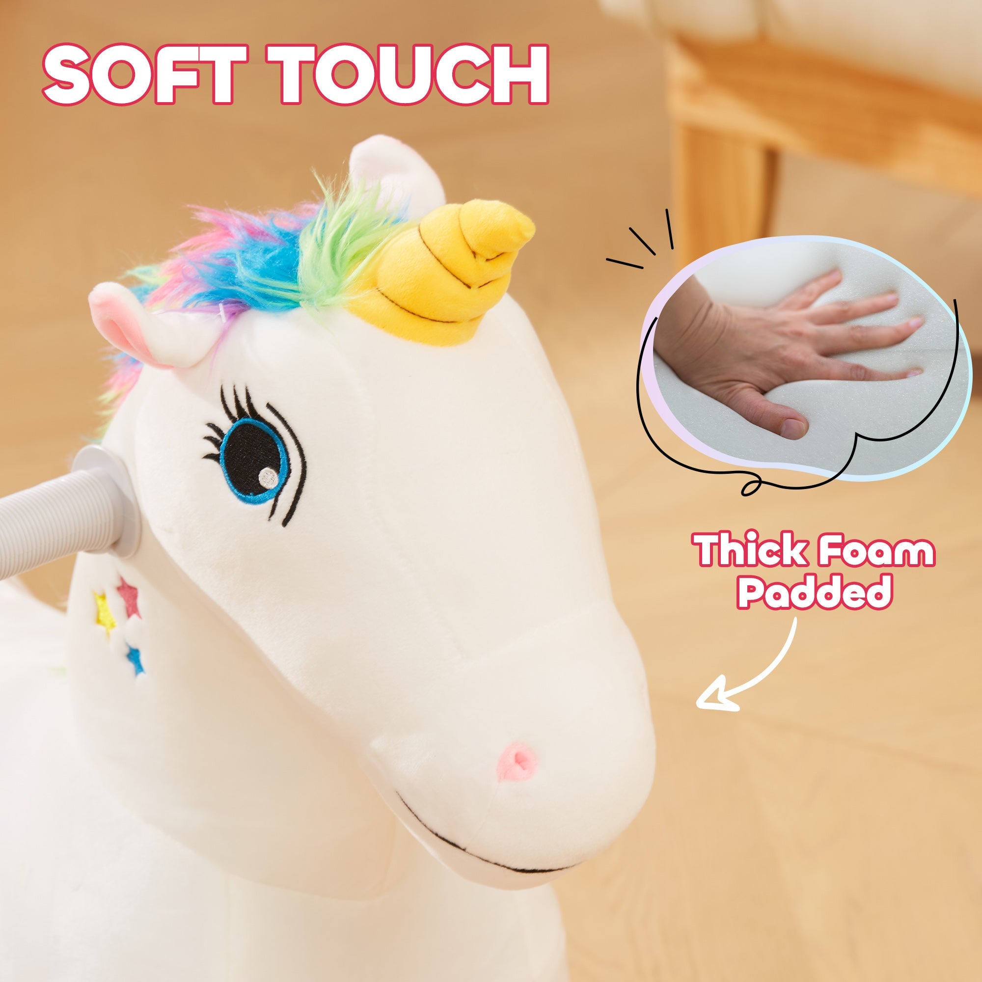 Qaba 6V Ride on Unicorn, Battery Powered Kids Riding Pony with Music Forward, Aged 18-36 Months, White 