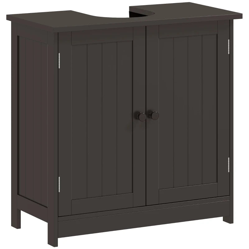 Bathroom Vanity, 24" Pedestal Sink Bathroom Vanity Furniture with 2 Doors and Shelf, Coffee