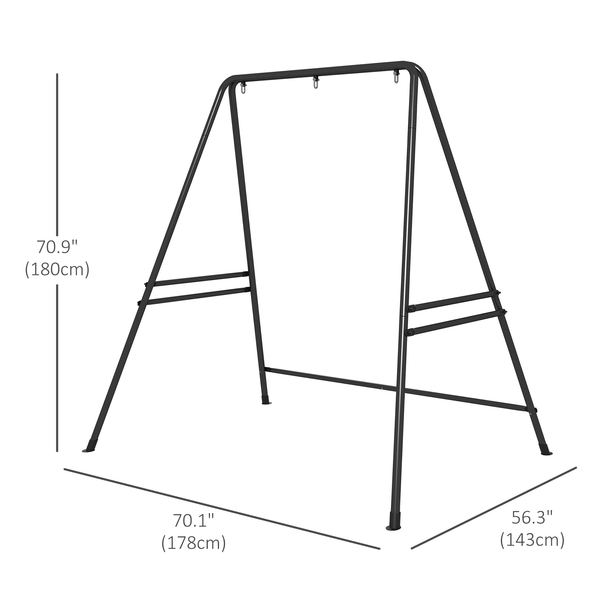 Outsunny Hammock Stand, Heavy Duty Metal Frame for Egg Chairs & Porch Swings, All-Season Outdoor Use, Black 