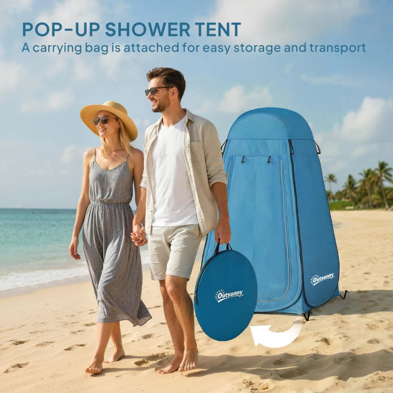 Pop Up Shower Tent, Portable Privacy Room for Outdoor Changing, Dressing, Fishing Storage with Carrying Bag, Blue