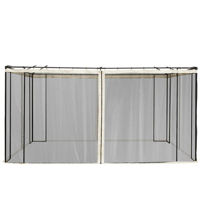 Outsunny Replacement Mosquito Netting for Gazebo 10' x 13' Black Screen Walls for Canopy with Zippers Parties and Outdoor Activities 