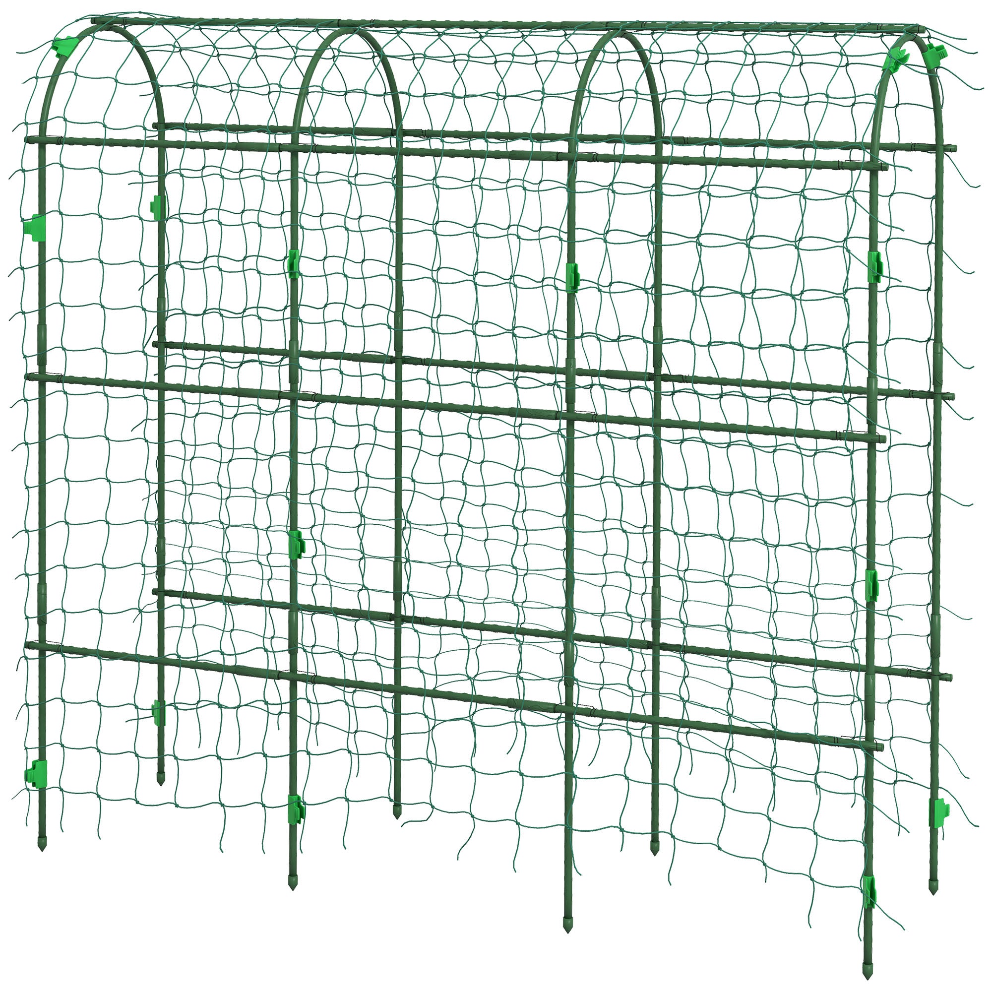 Outsunny Metal Garden Arch Trellis for Climbing Plants Outdoor A-Frame with Net 17"x72"x72" Climbing Support 