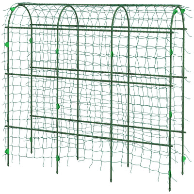 Outsunny Metal Garden Arch Trellis for Climbing Plants Outdoor A-Frame with Net 17"x72"x72" Climbing Support 