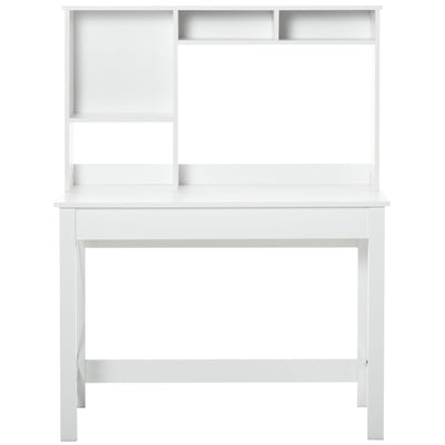 HOMCOM Computer Desk with Hutch, Home Office Study Table with Storage for Writing, Work, Workstation, White 