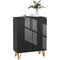 Narrow Shoe Storage Cabinet with Soft-Close Hinges and Adjustable Shelves for 15-20 Pairs of Shoes, High Gloss Black