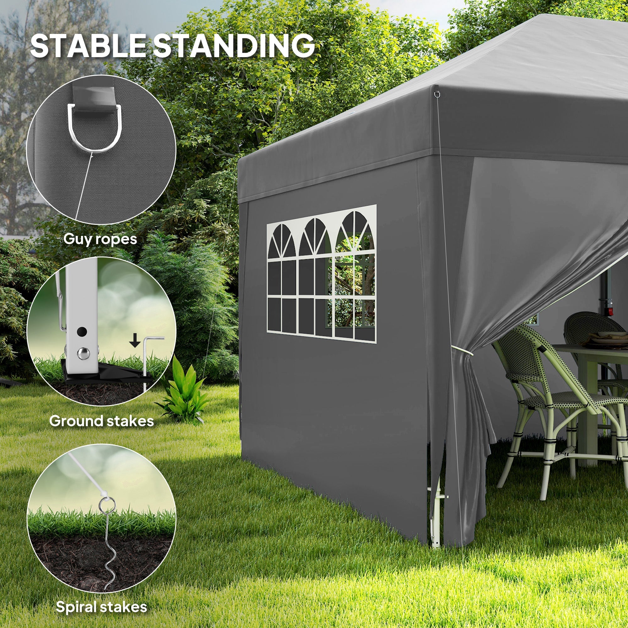 Outsunny 10' x 20' Pop Up Canopy Tent Outdoor Portable Easy Up Party Tent Garden Shade Shelter with Walls Carrying Bag, Black 
