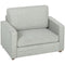 Accent Chair, Velvet-feel Fabric Armchair with Wide Seat, Spring Cushion, Solid Wood legs, Grey