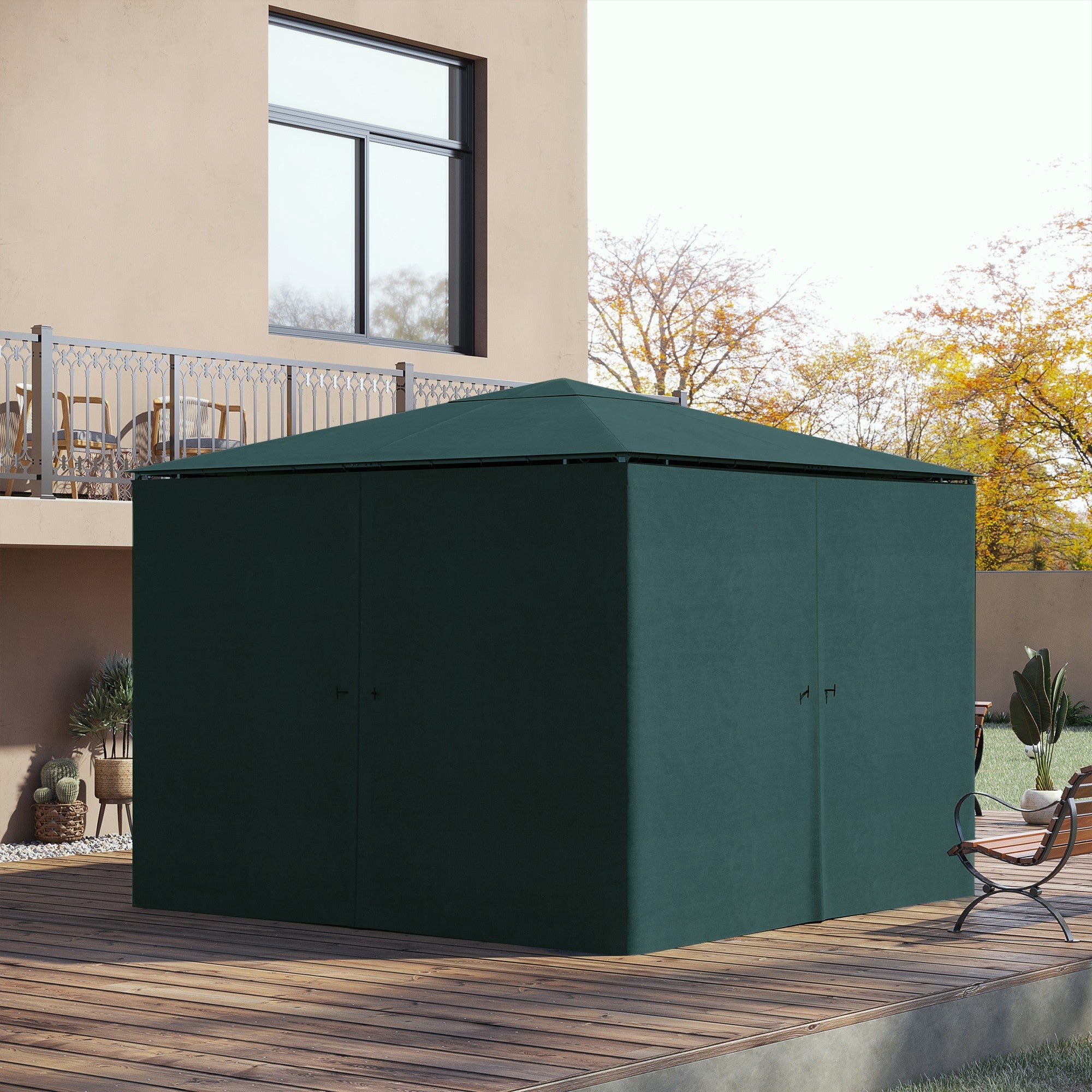 Outsunny Universal Gazebo Sidewall 10'x10' Set 4 Panels with Hooks Dark Gray for Pergolas Cabanas 