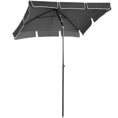 Outsunny 7x4ft Rectangle Patio Umbrella: Aluminum Tilt UV Protection Sun Shade for Outdoor, Grey 