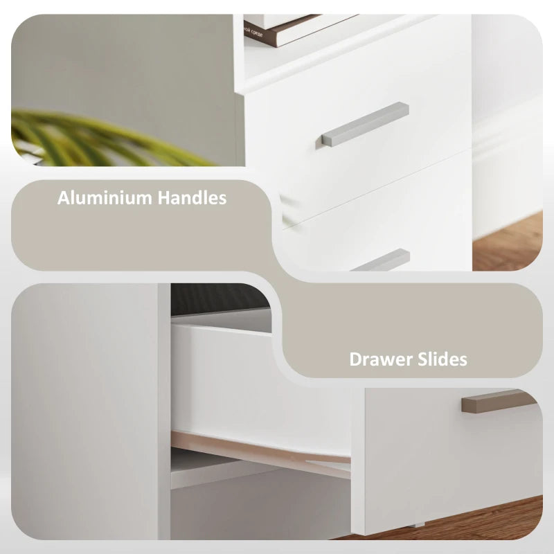 Computer Desk with Storage, 39" Home Office Desk with 3 Drawers nad Open Shelf, Writing Table for Bedroom, White