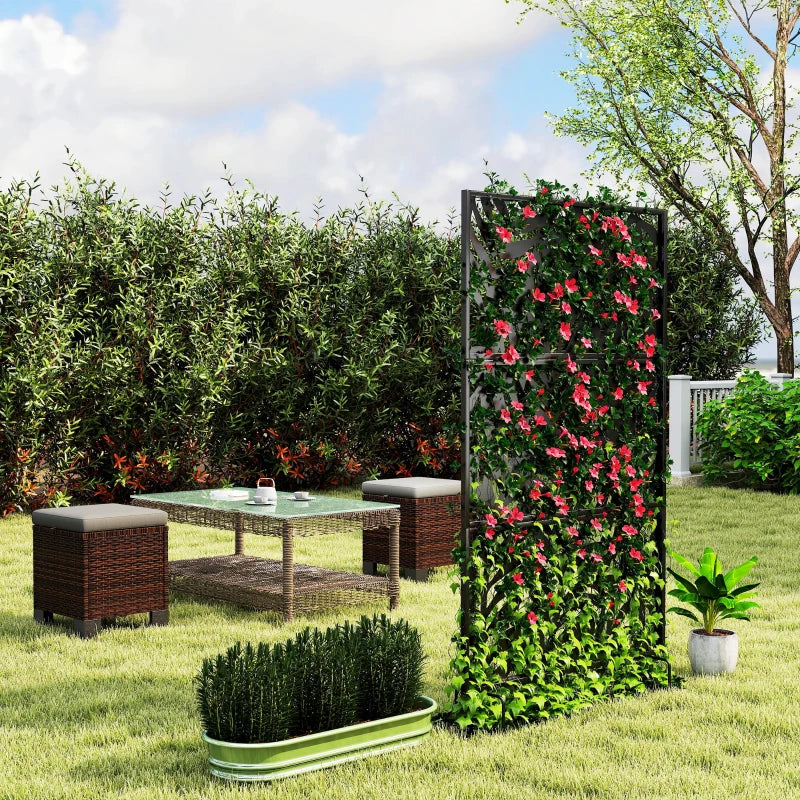 Metal Outdoor Privacy Screen, 72" x 38" Freestanding Outdoor Divider, Black