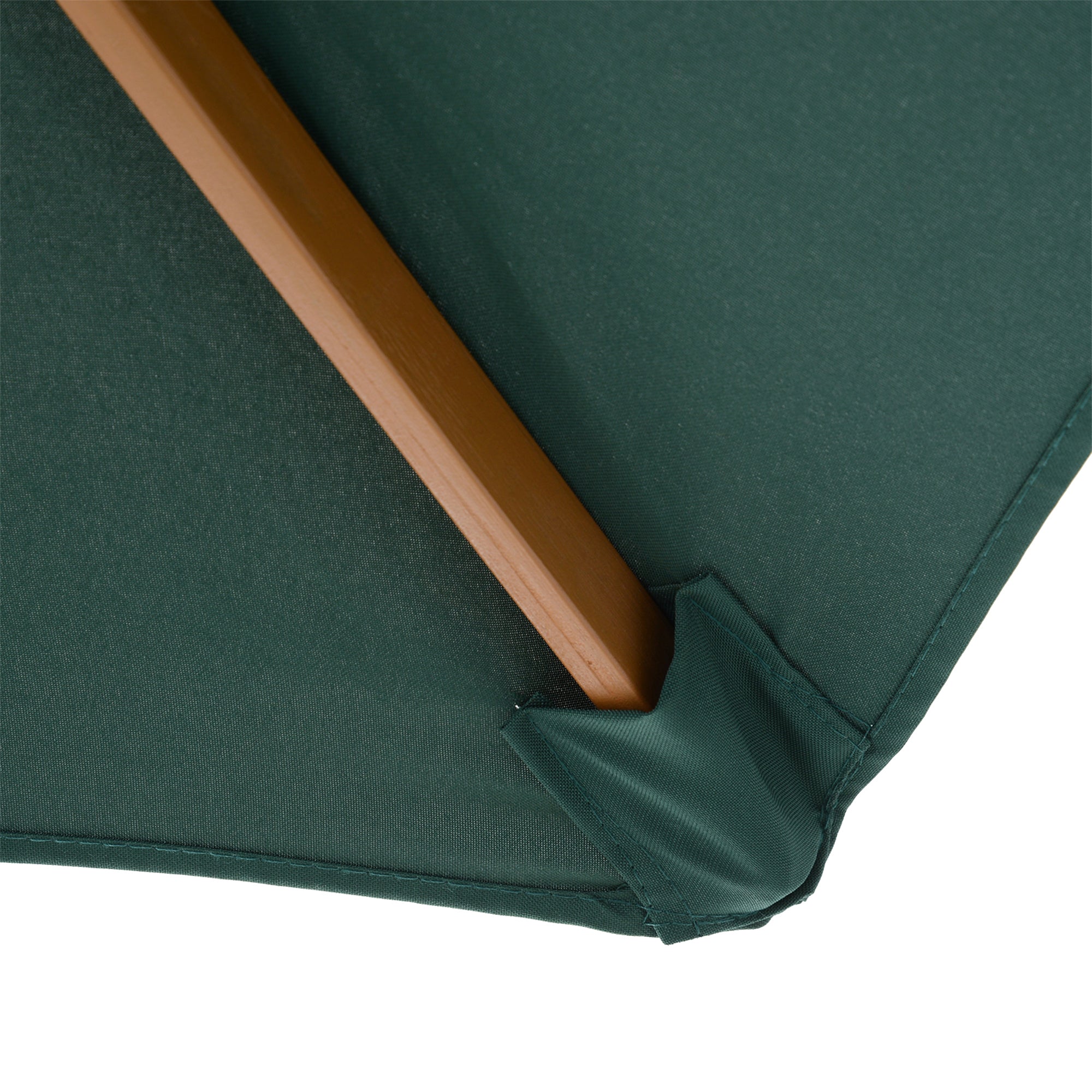 Outsunny Wood Patio Umbrella: 8FT Round Market Garden Parasol with Bamboo Ribs & Top Vent, Dark Green 