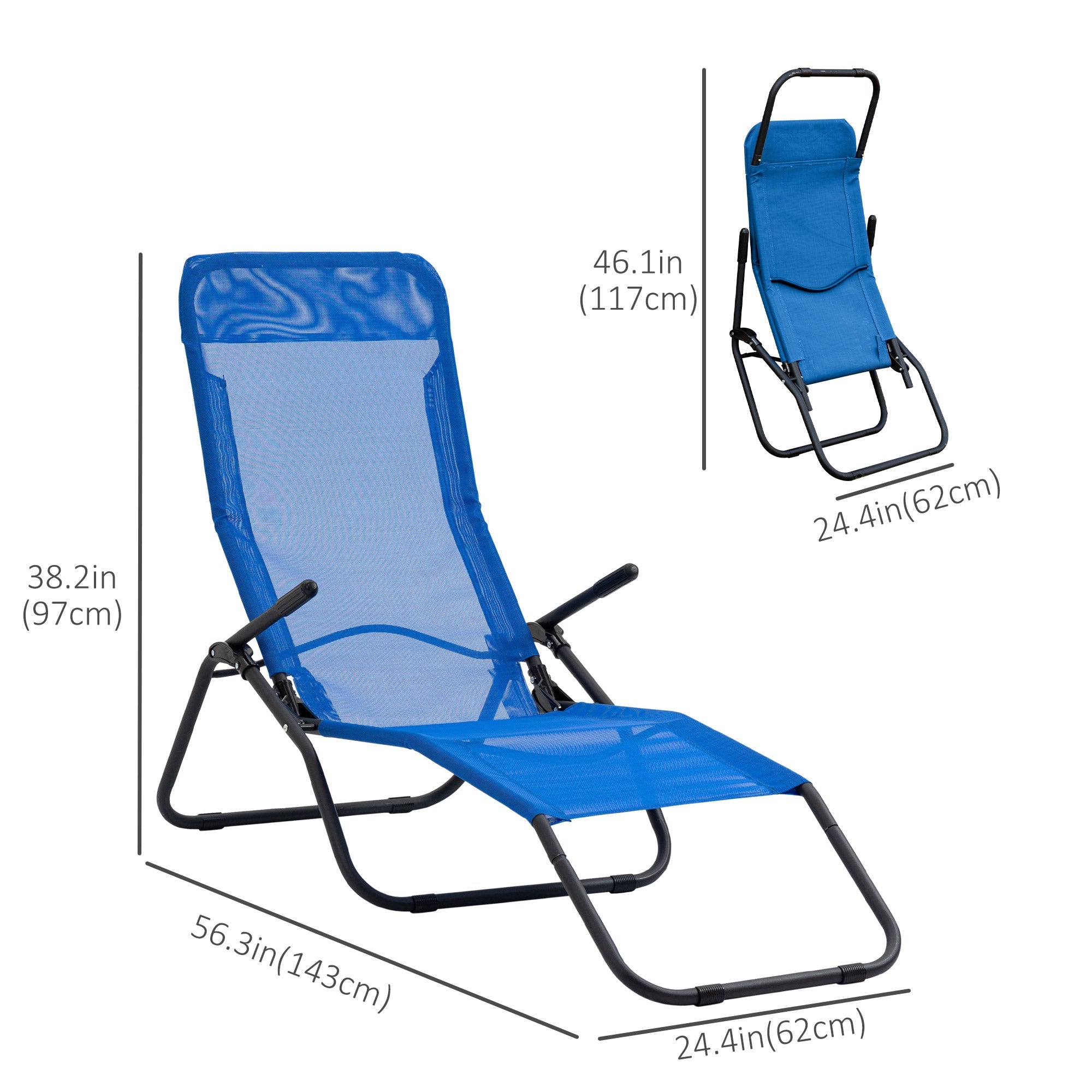 Outsunny Mesh Serenity: Zero Gravity Lounge Chair Recliners, Folding Rocking Chair, Outdoor Chaise Lounge for Beach, Poolside, Blue 