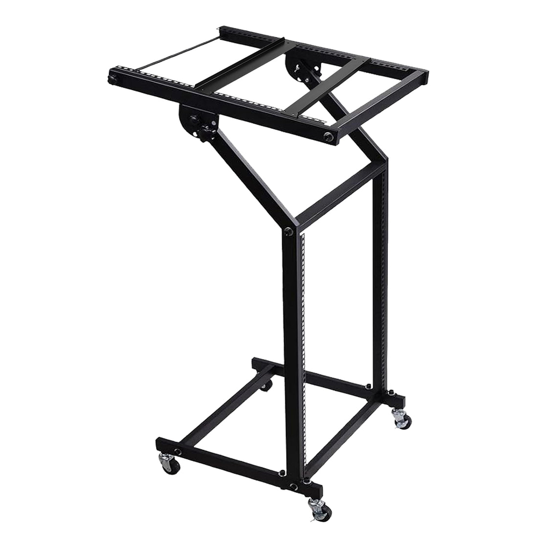 5Core DJ Mixer Stand 12U Adjustable Rack Mount Rolling Stage Cart Pro Audio Studio Equipment w Wheel