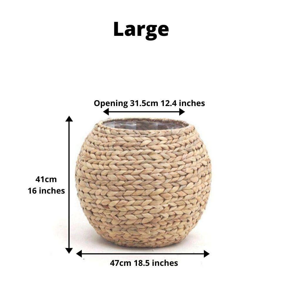 Rafa- Water Hyacinth Natural Round Floor Planter 