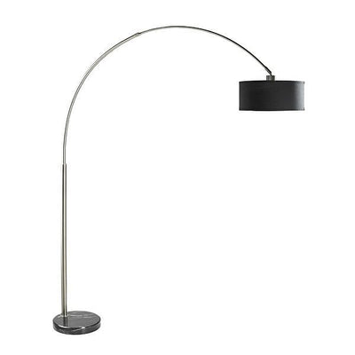 Modern 81-inch Tall Arch Floor Lamp with Black Drum Shade and Marble Base - Free Shipping 