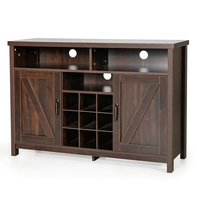 Rustic Espresso Detachable 9 Bottle Wine Rack Kitchen Buffet Storage Cabinet - Free Shipping 