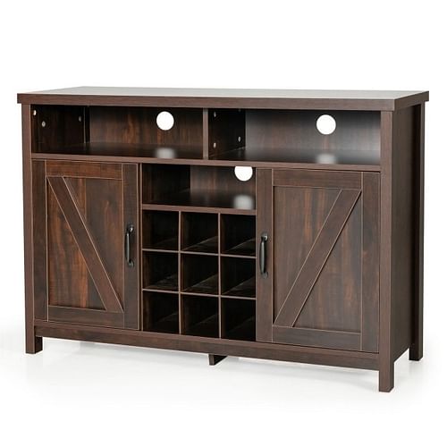 Rustic Espresso Detachable 9 Bottle Wine Rack Kitchen Buffet Storage Cabinet - Free Shipping 