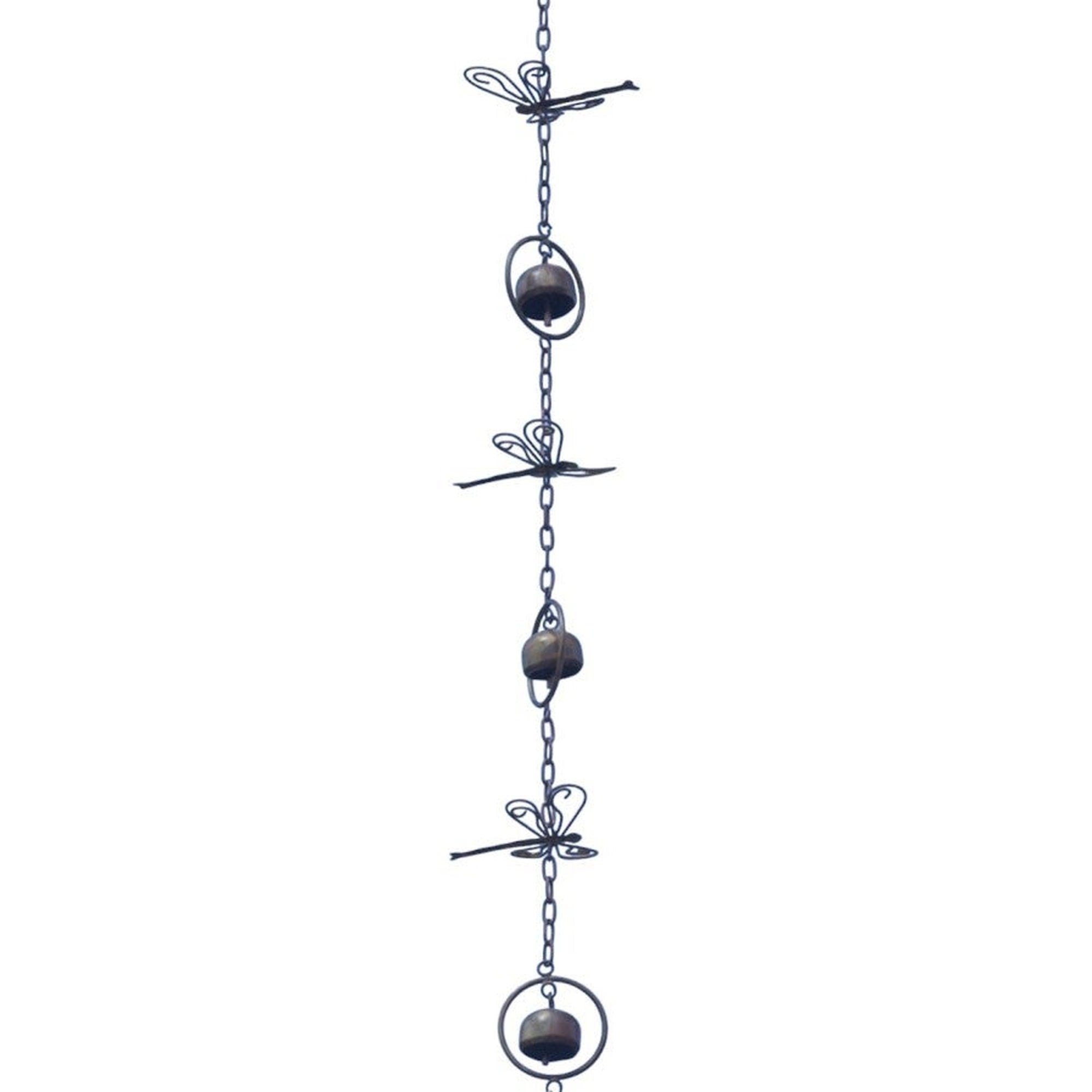 Flamed Dragonflies & Bells Rain Chain 