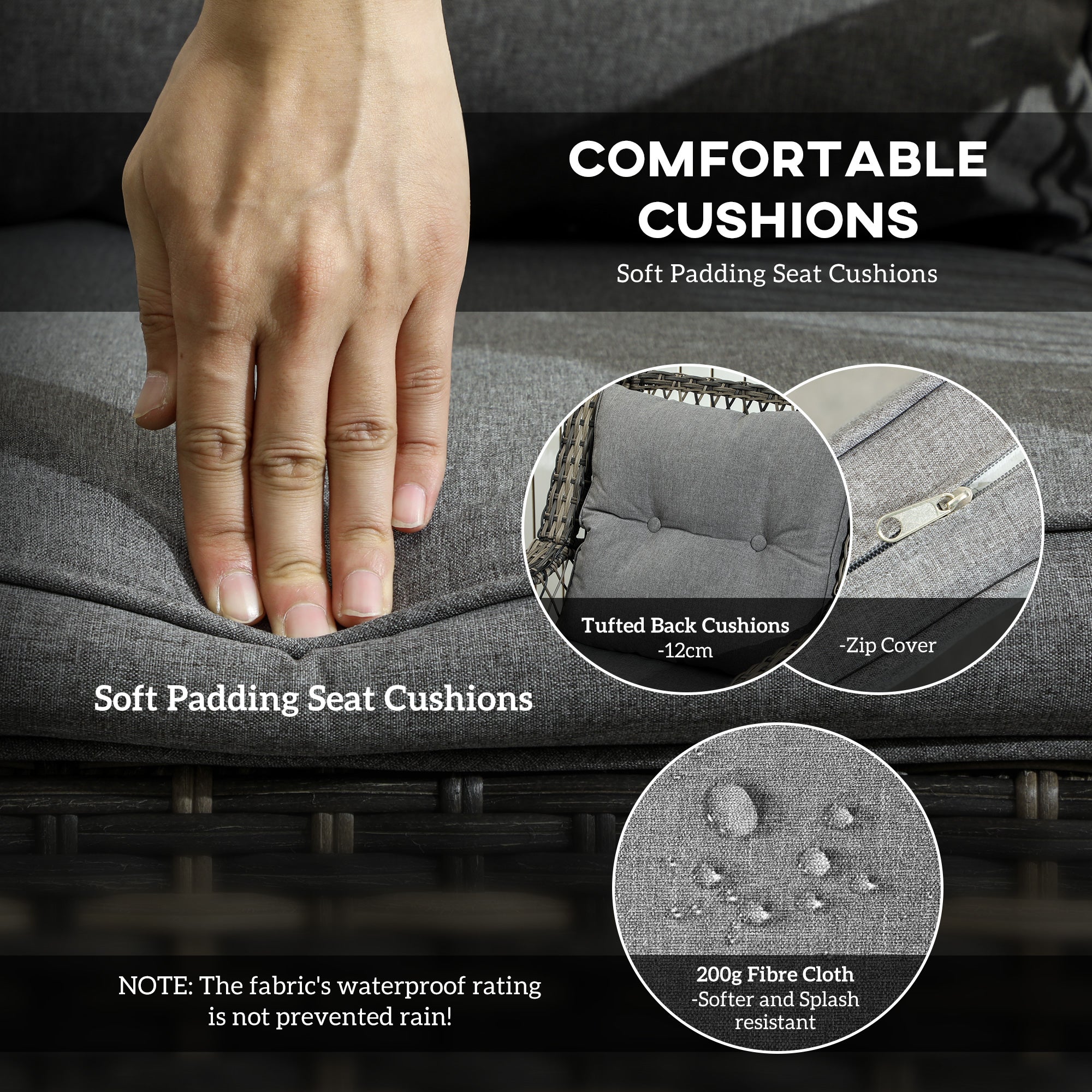 Outsunny 3 Piece Outdoor Bistro Set, Wicker Patio Furniture Set with Swivel Glider Chairs for Balcony, Porch, Grey 