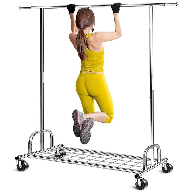 Heavy Duty Metal Clothing Bar Garment Rack on Lockable Casters - 450lb Capacity - Free Shipping 