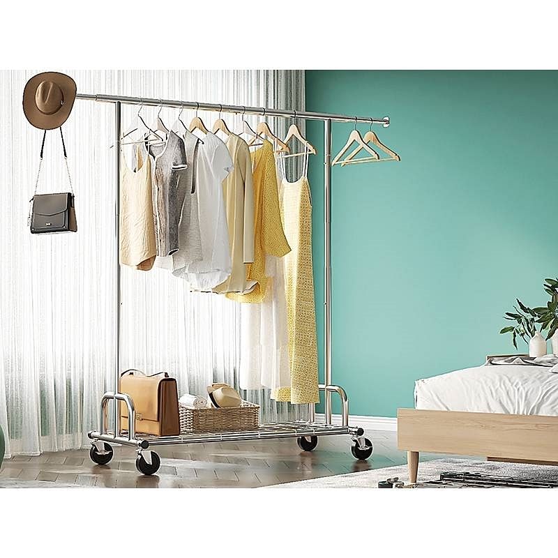Heavy Duty Metal Clothing Bar Garment Rack on Lockable Casters - 450lb Capacity - Free Shipping 
