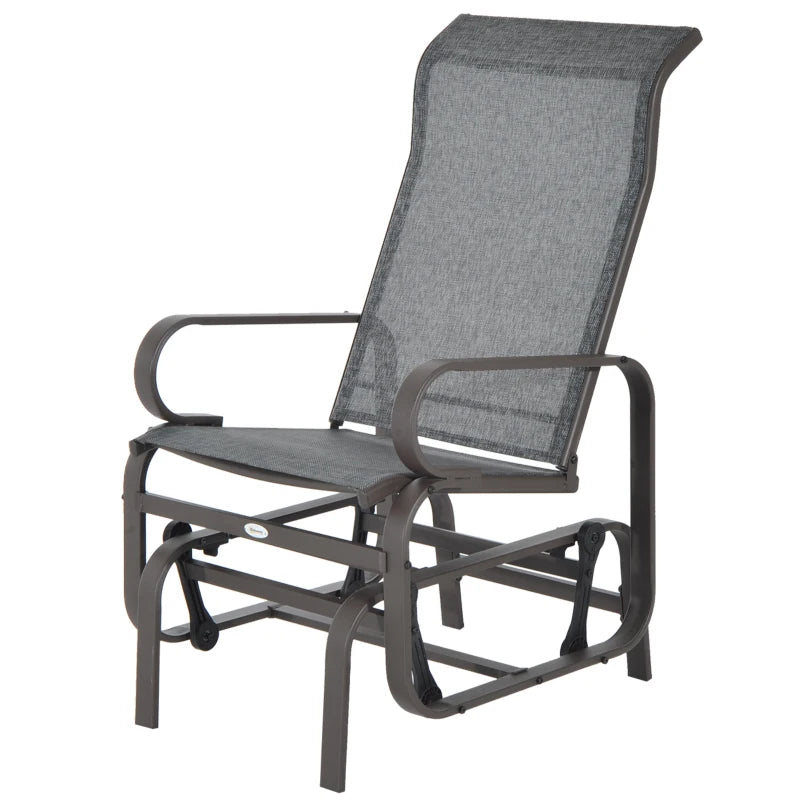 Patio Glider with Breathable Mesh Fabric, Outdoor Glider Chair, Garden Rocking Gliding Seat for Patio, Yard, Porch, Grey