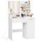 Makeup Vanity Desk with LED Mirror, Drawer, Cabinet & Adjustable Shelves – White