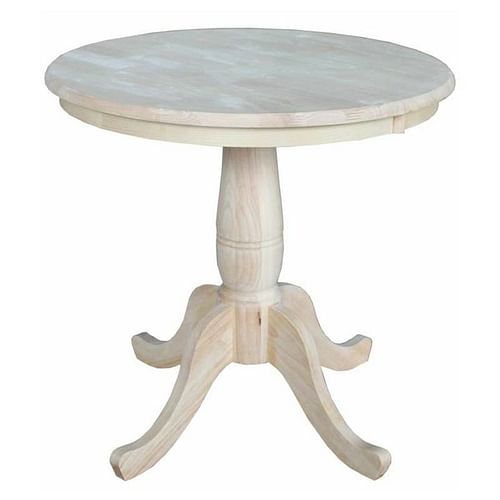 Round 30-inch Unfinished Solid Wood Dining Table with Pedestal Base - Free Shipping