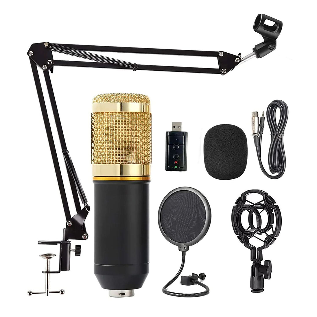 5Core Recording Microphone Podcast Bundle Professional Condenser Cardioid Mic Kit w Boom Arm REC SET